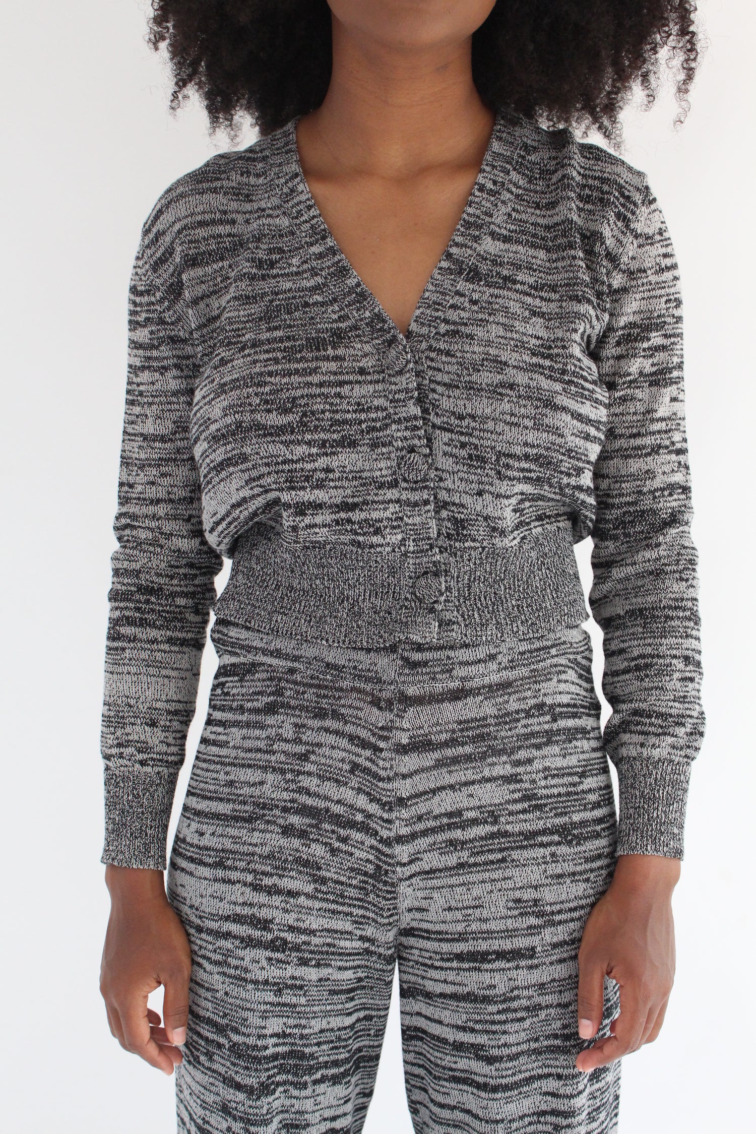 Beklina Cotton Knit Cardigan Black/Grey