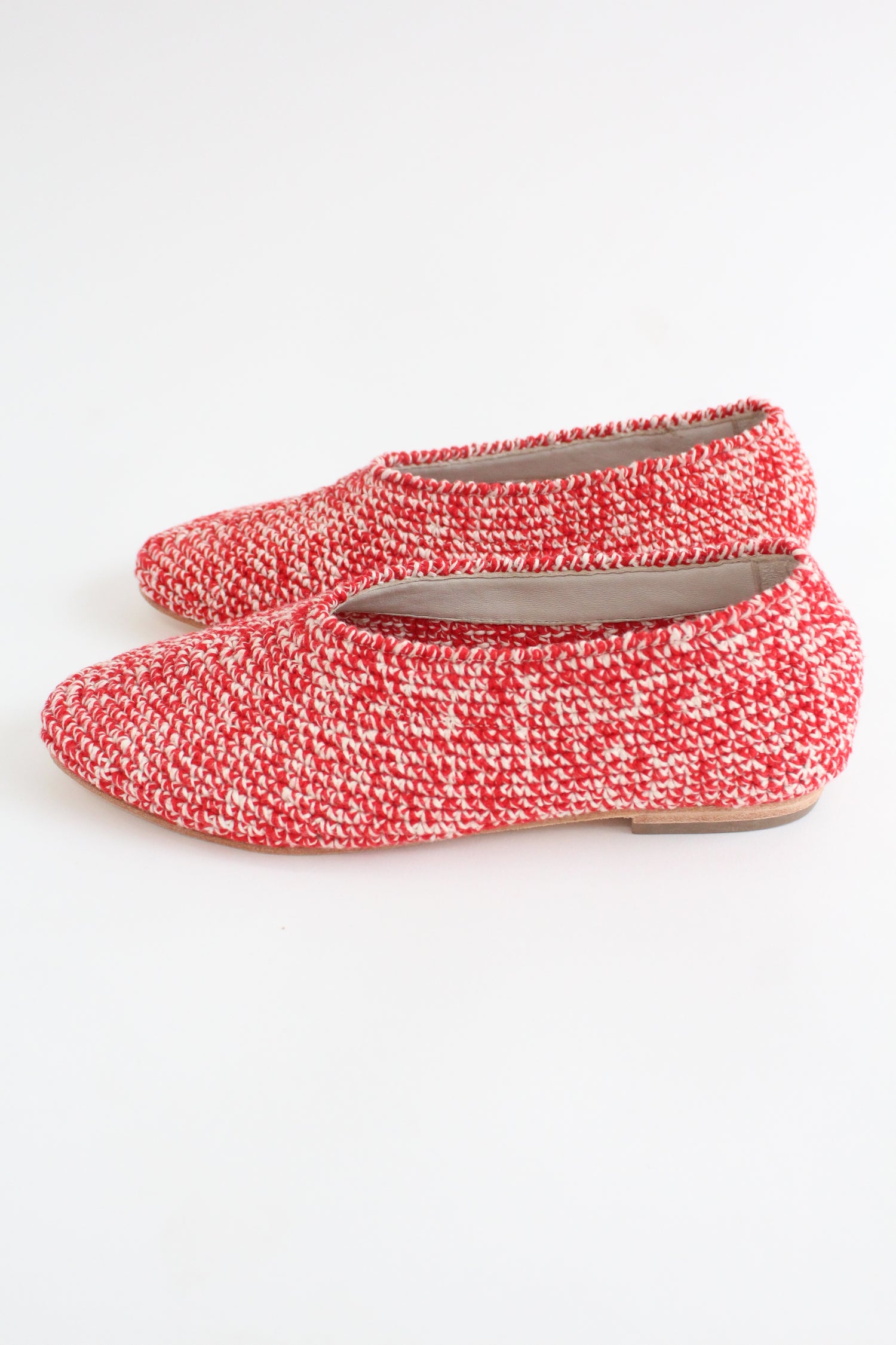 Beklina Crochet Ballet Flats Red/White