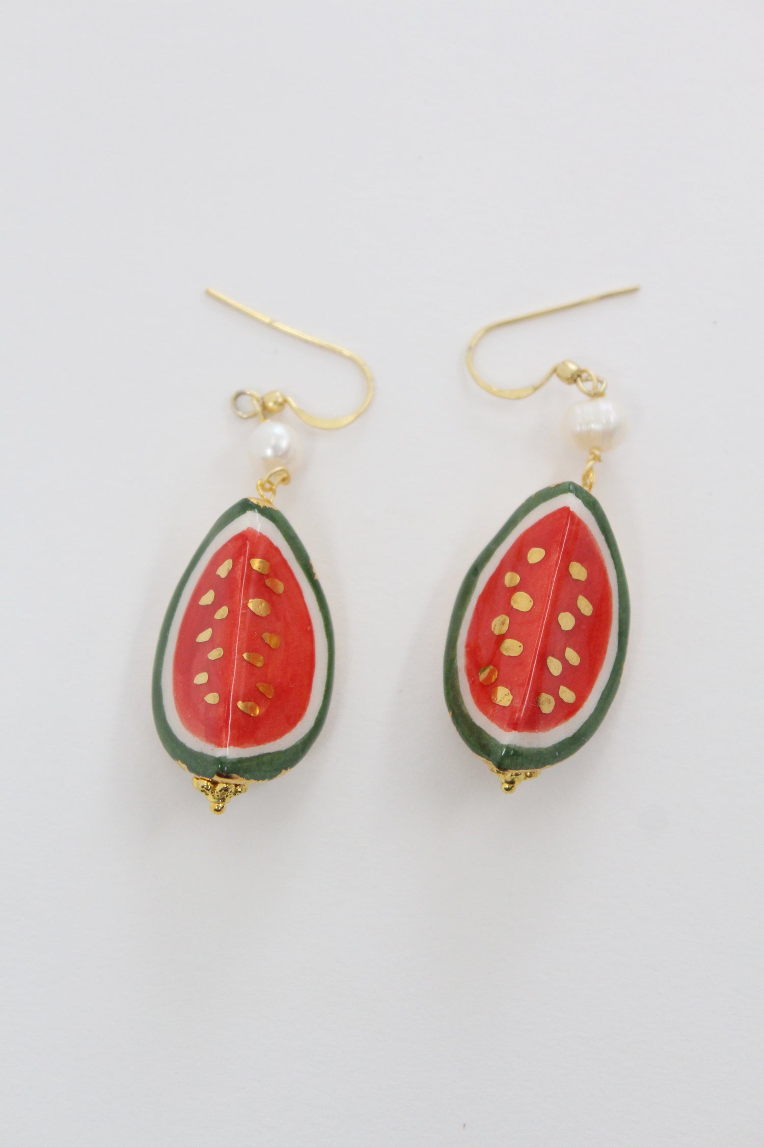 Italian Hand Painted Ceramic Earrings Watermelon