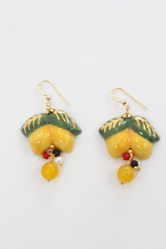 Italian Hand Painted Ceramic Earrings Lemons