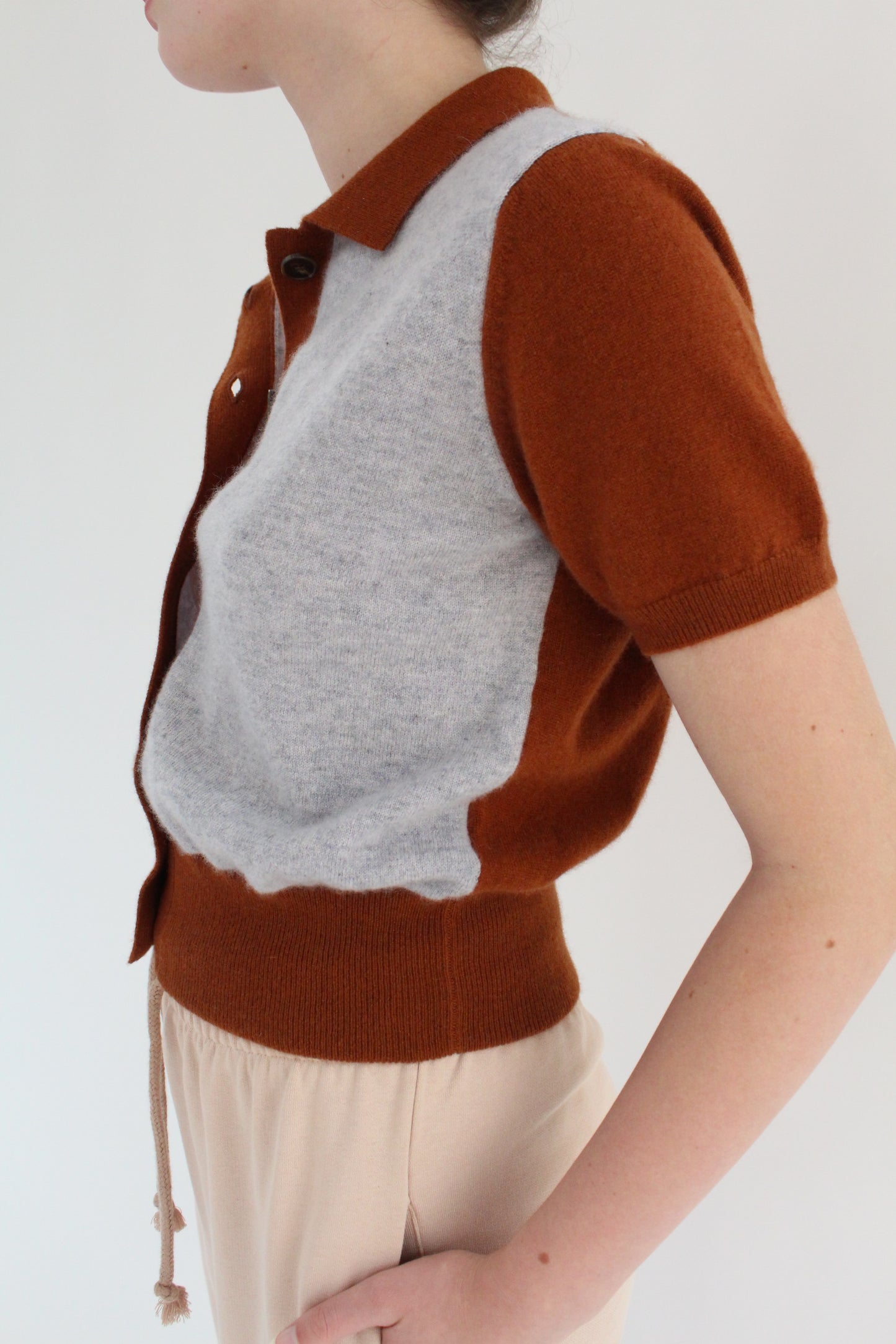 Beklina Fern Sweater Blouse Grey/Chocolate