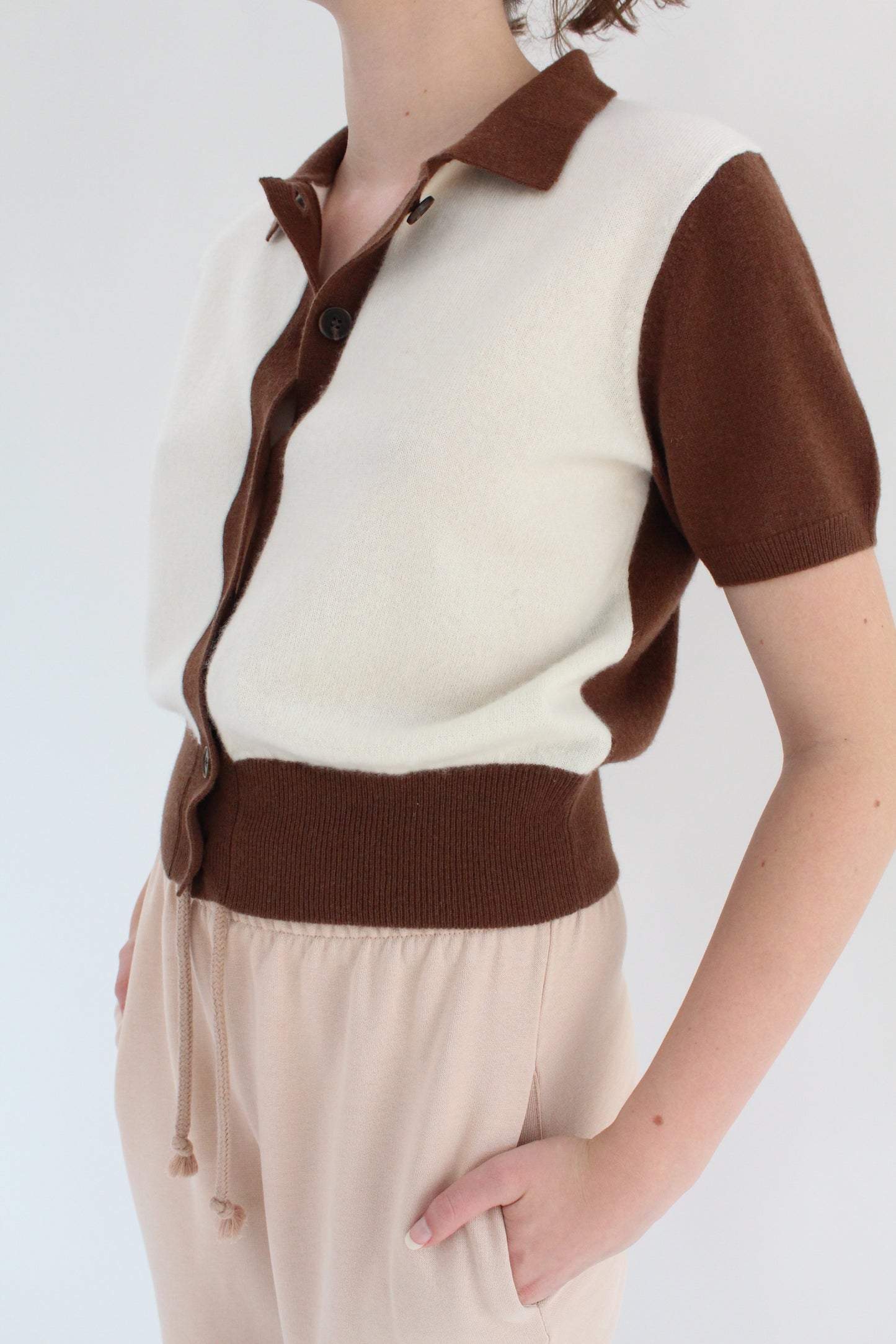 Beklina Fern Sweater Blouse Ivory/Chocolate