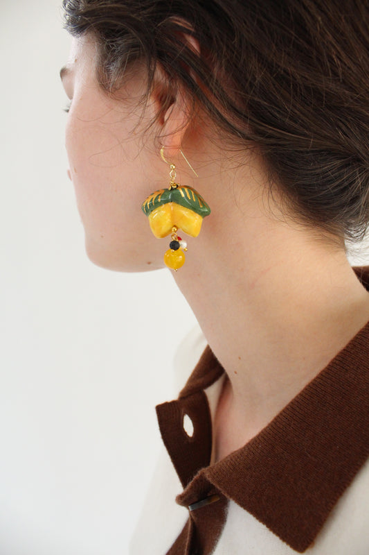 Italian Hand Painted Ceramic Earrings Lemons
