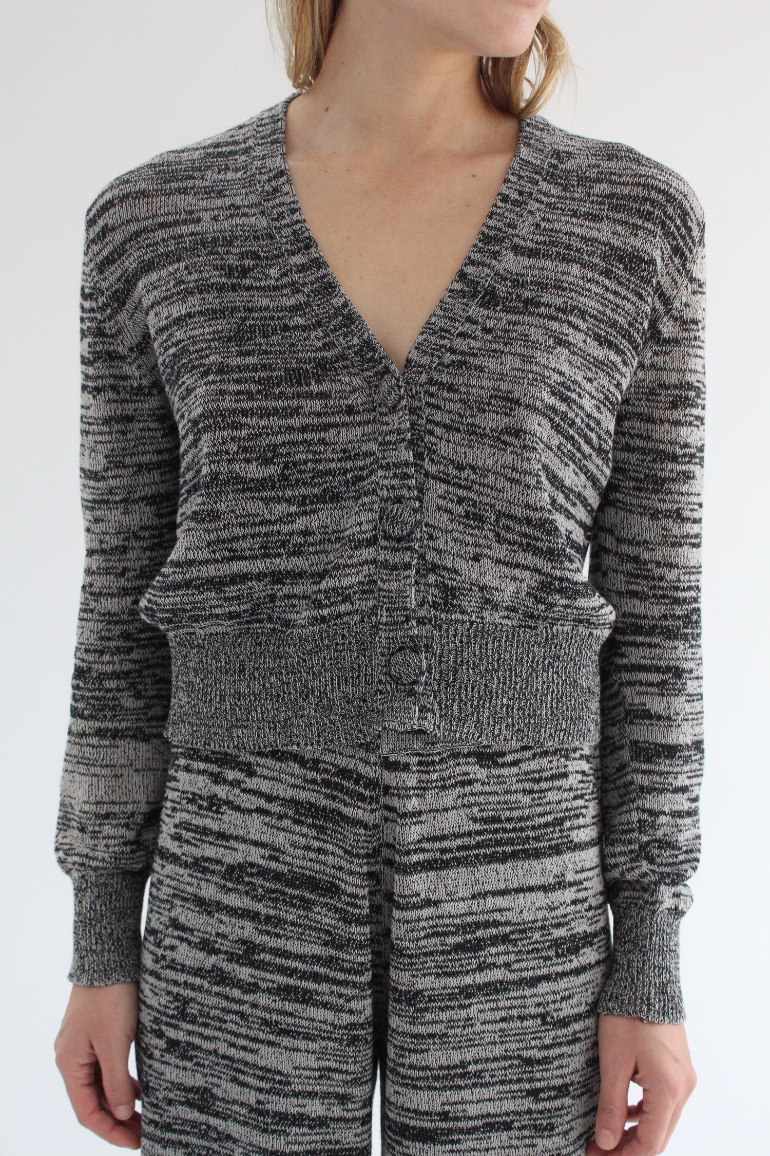 Beklina Cotton Knit Cardigan Black/Grey