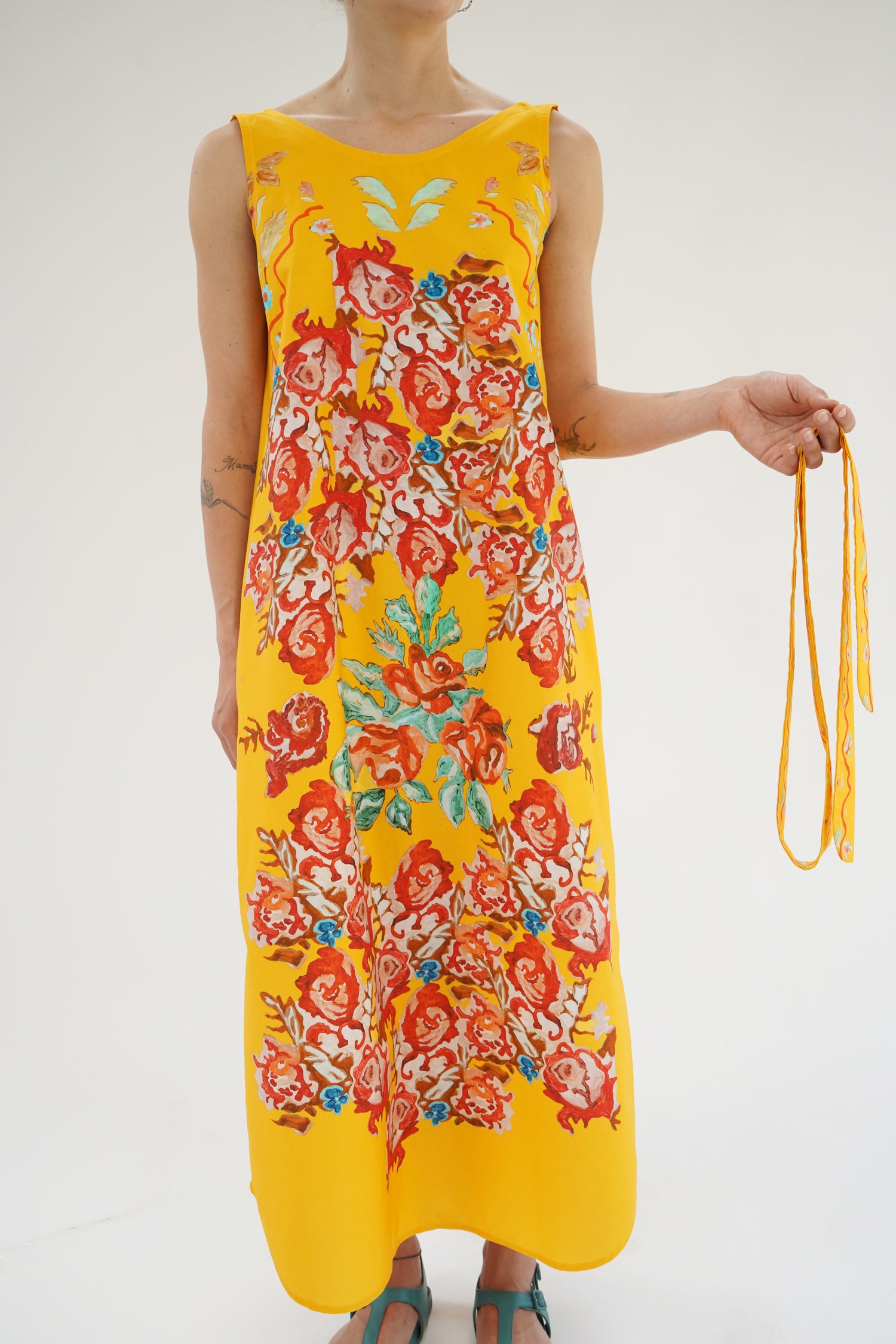 Anntian Yellow Flower Print Dress