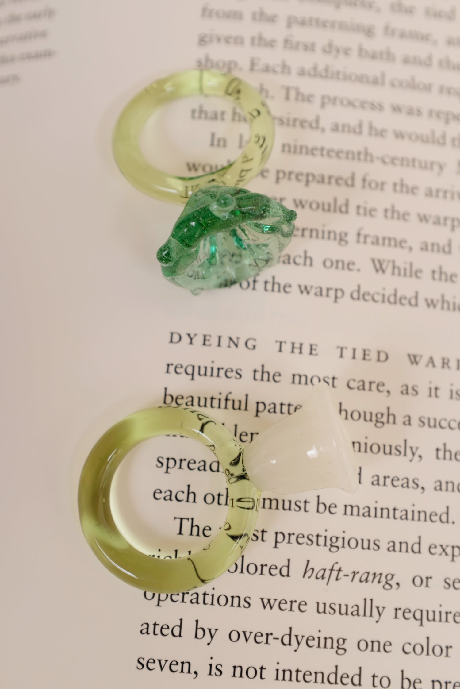 Hand Blown Flower Glass Rings