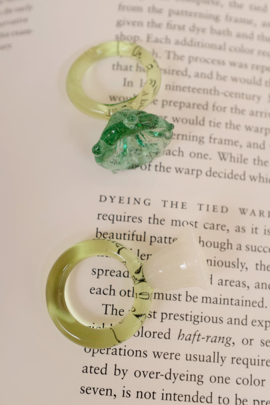 Hand Blown Flower Glass Rings