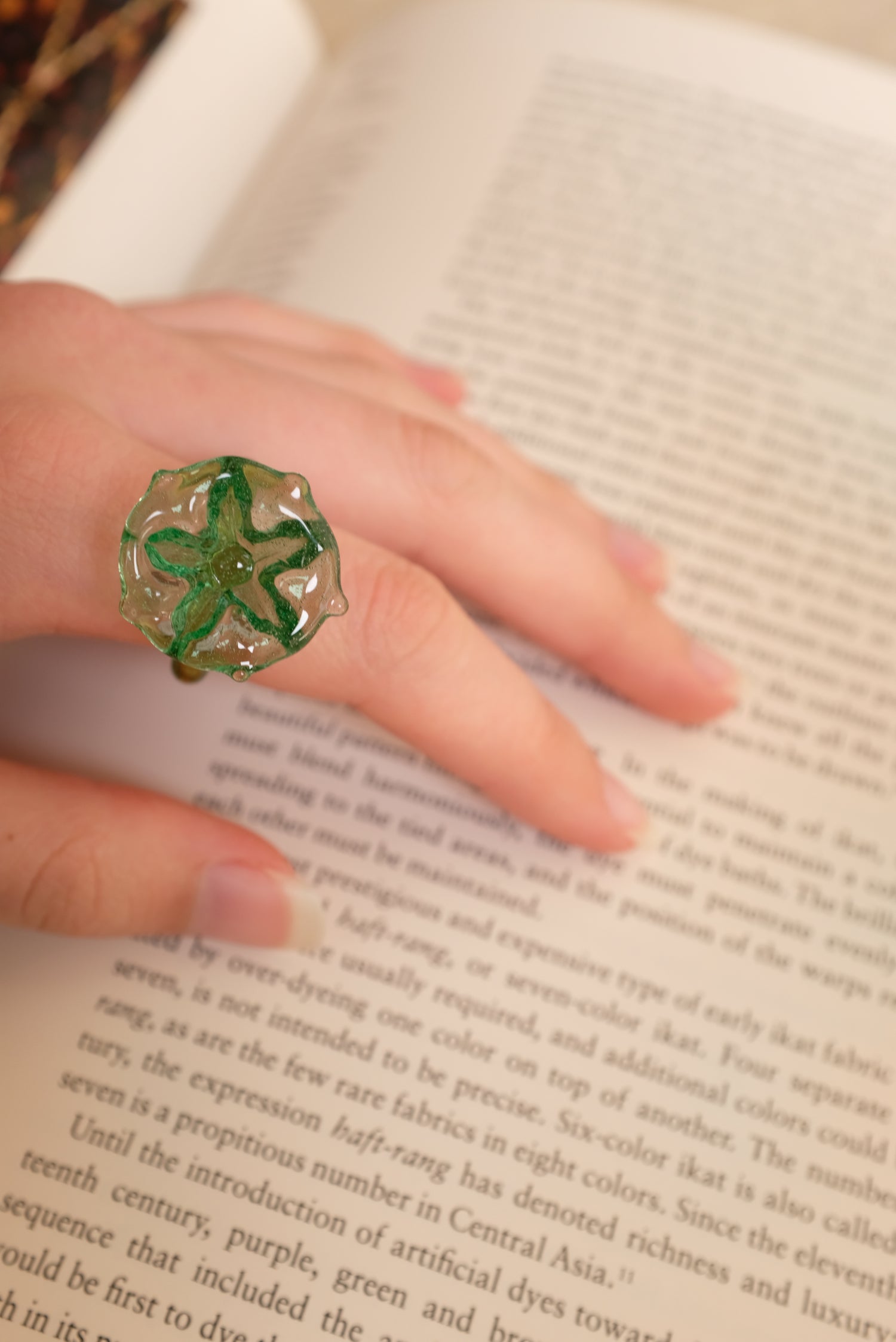 Hand Blown Flower Glass Rings