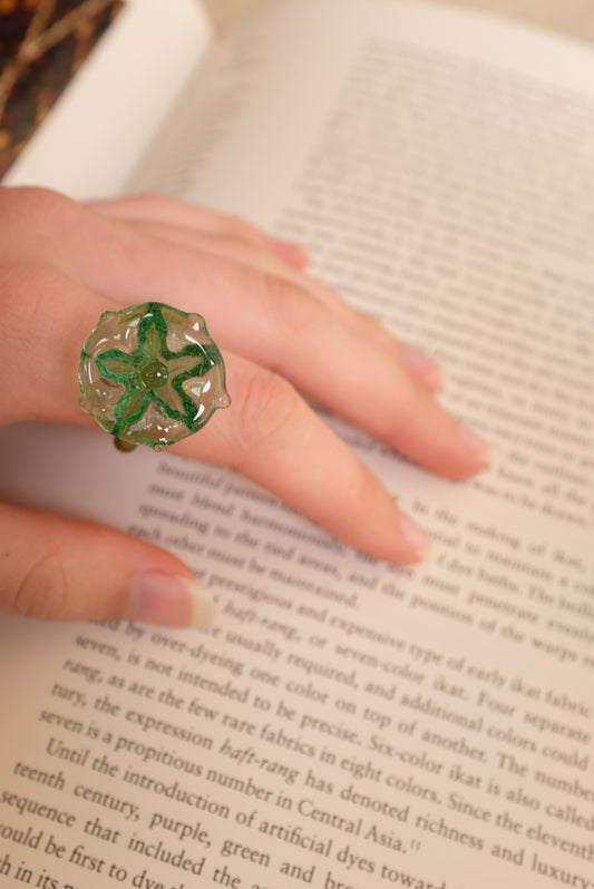 Hand Blown Flower Glass Rings