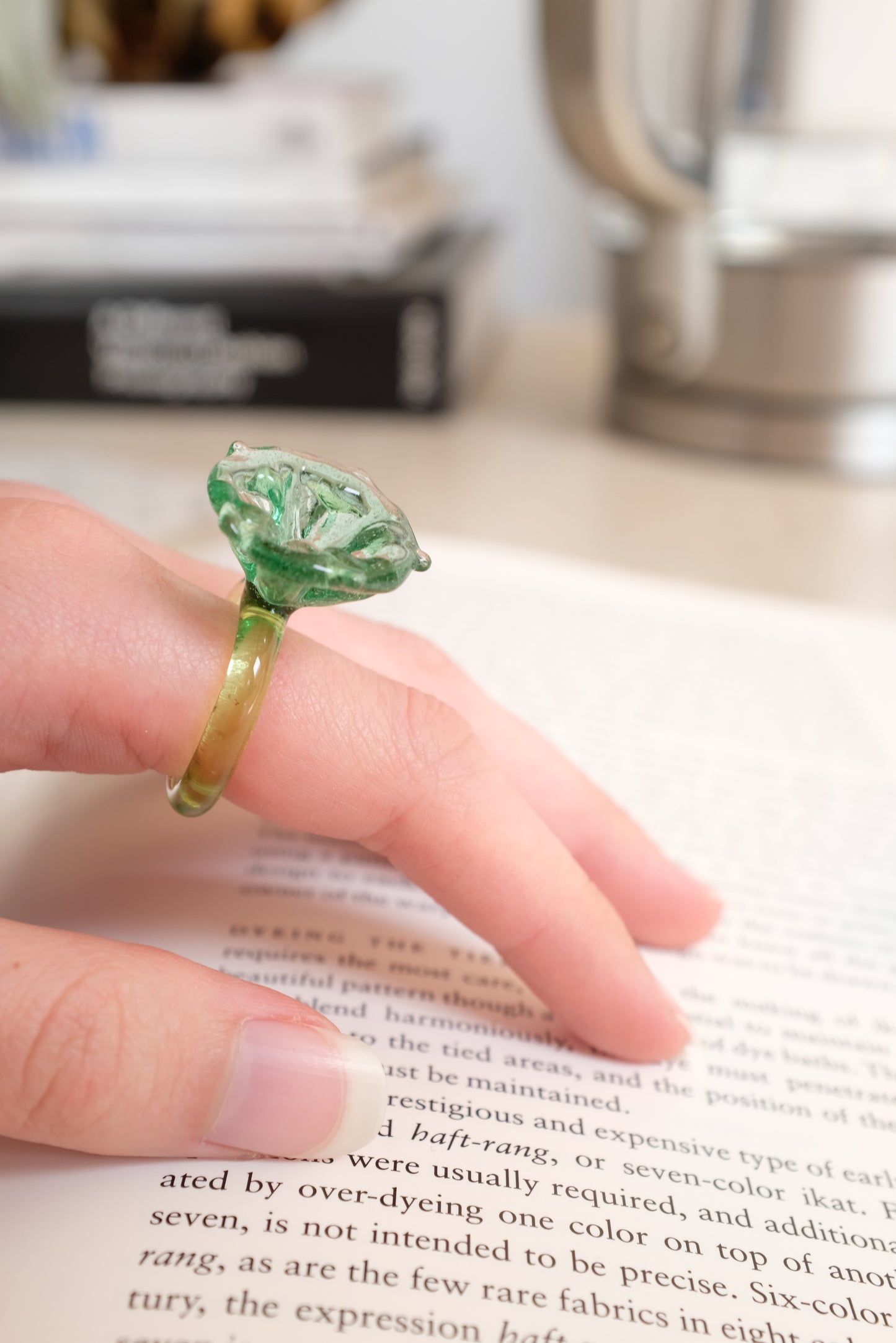 Hand Blown Flower Glass Rings
