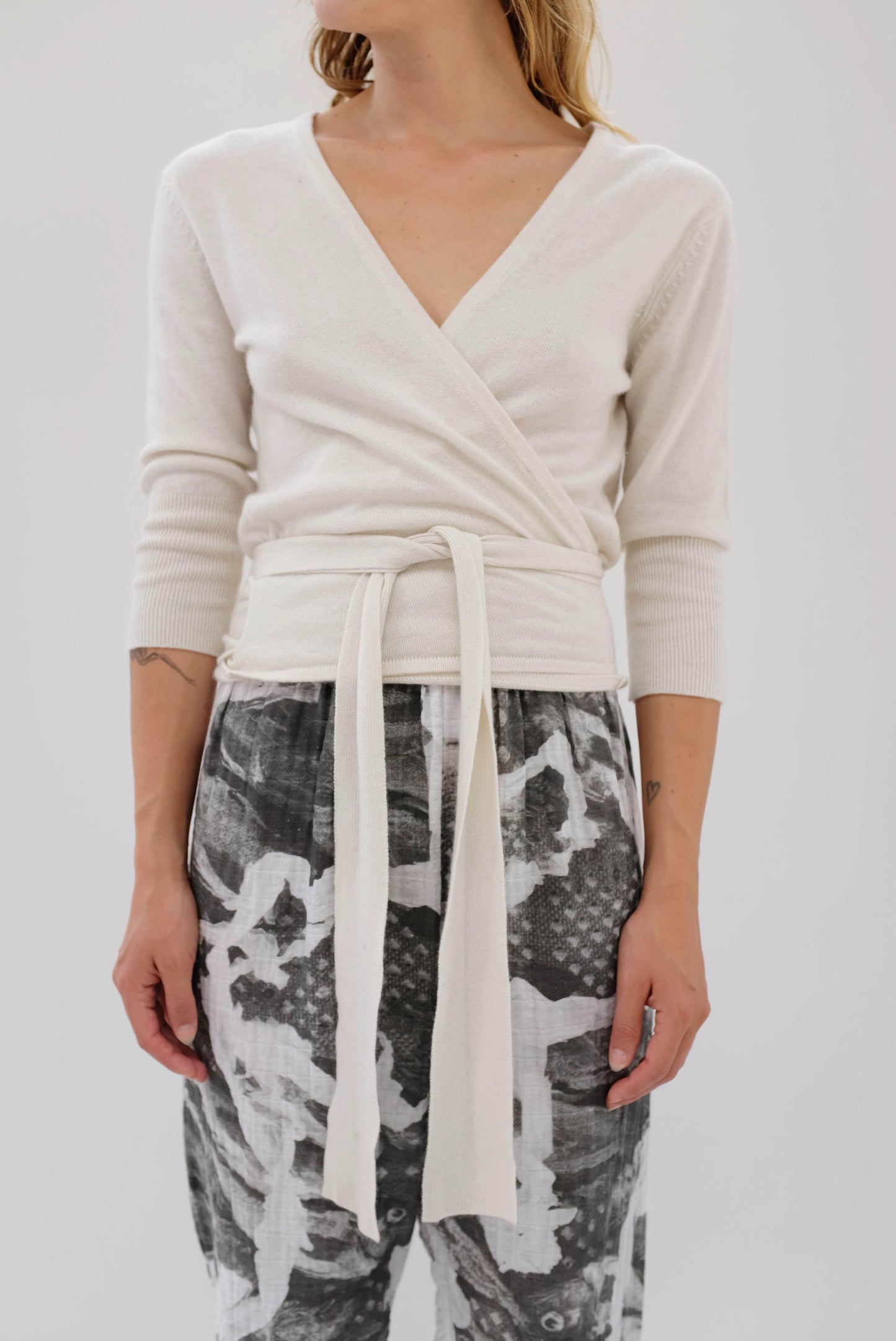 Beklina Cashmere Ballet Wrap Sweater Ivory