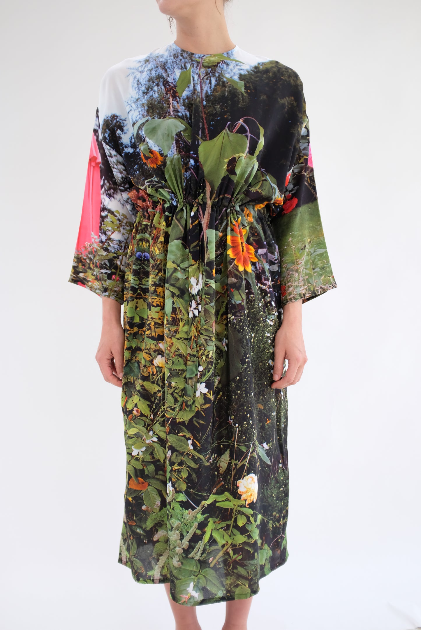 Anntian Silk Simple Dress Print F Peggy's Sunflowers
