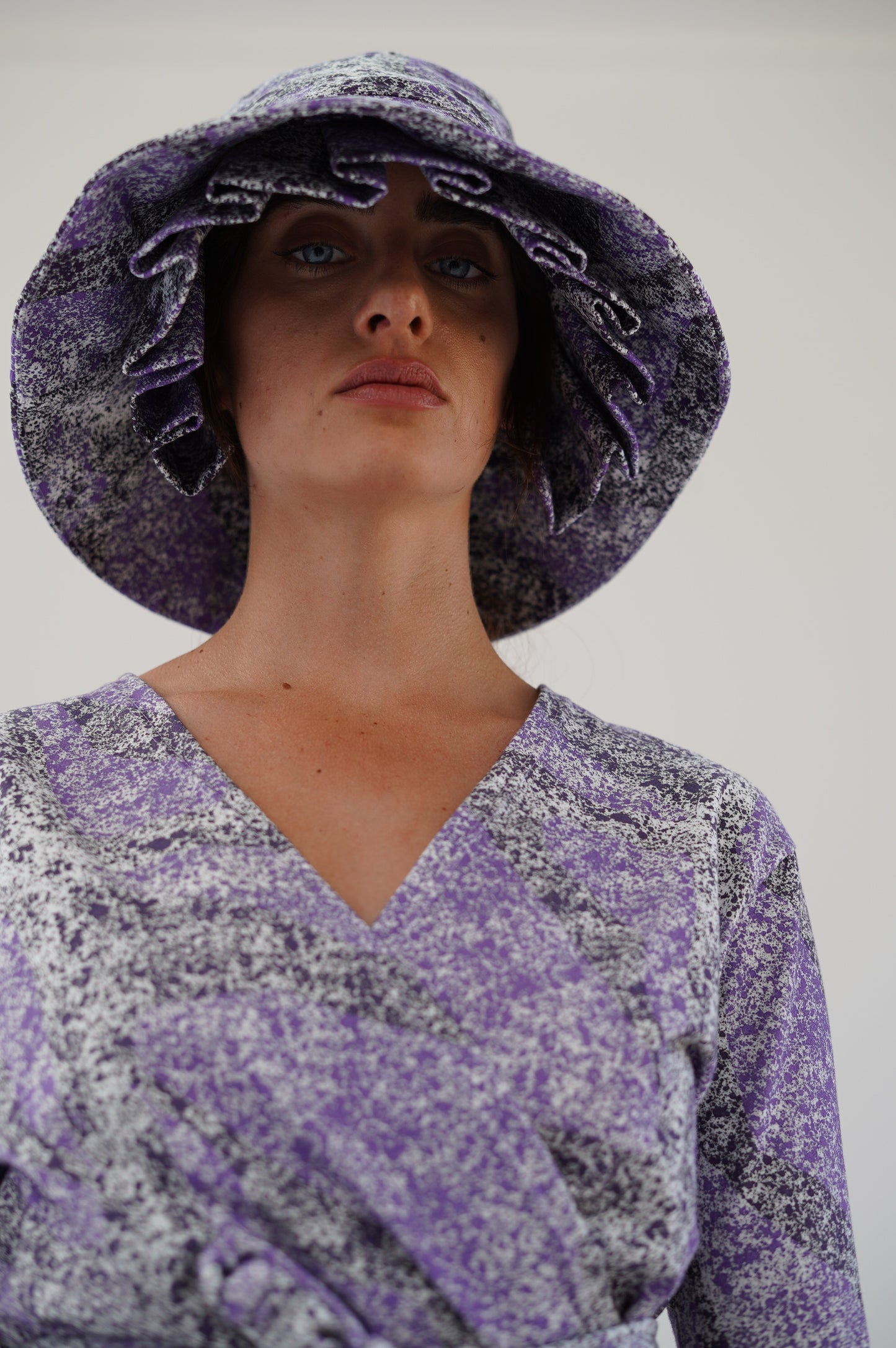 Beklina Layered Pleat Hat Splatter Purple