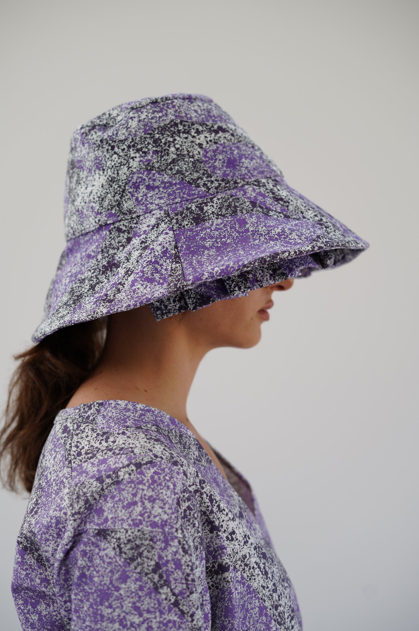 Beklina Layered Pleat Hat Splatter Purple