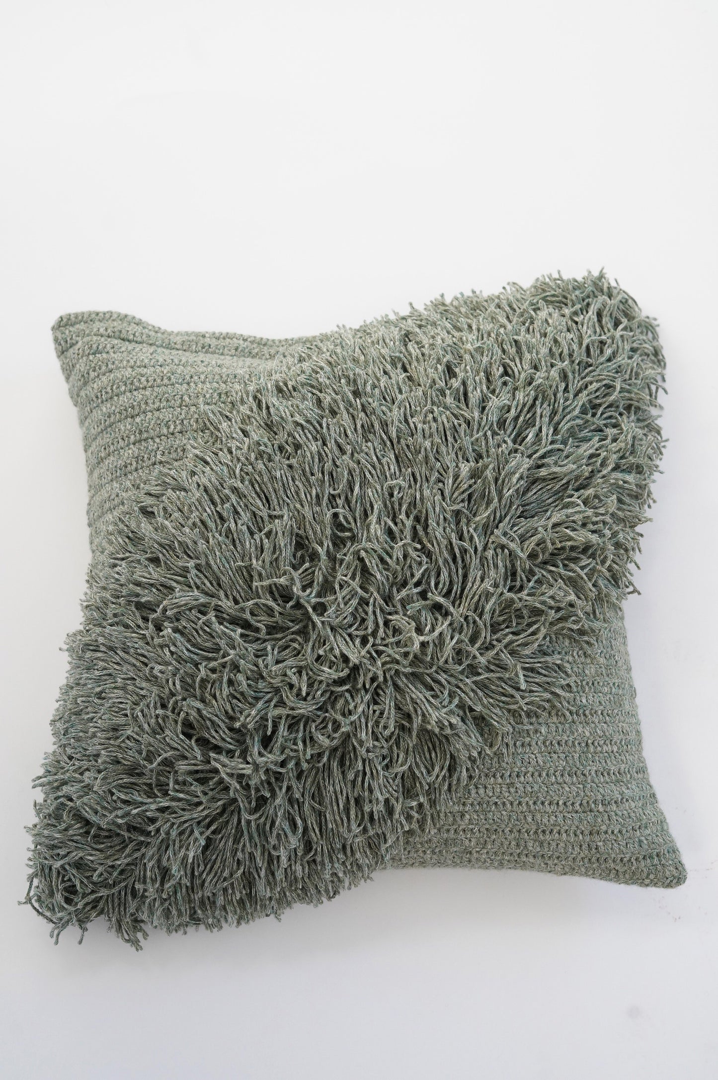 Alpaca Handmade Alta Fringe Pillow Marl Green