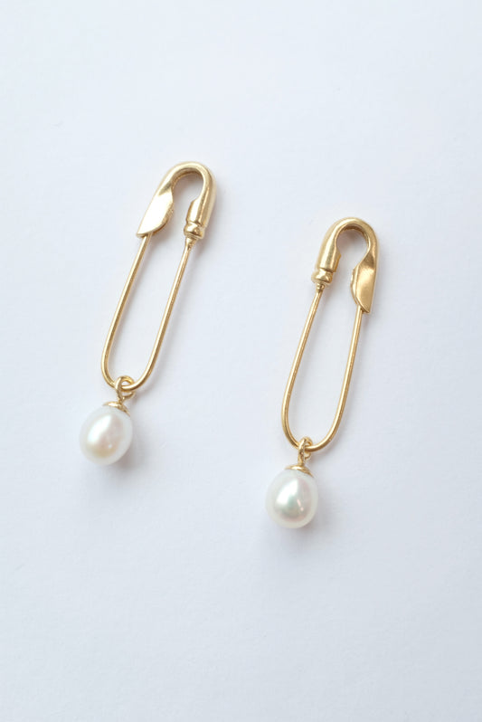 Beatriz Palacios Pearls Safety Pin Earrings