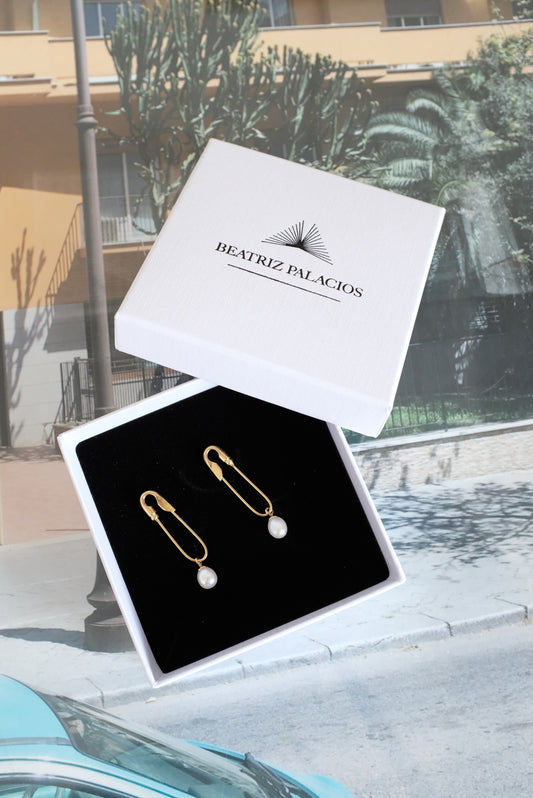 Beatriz Palacios Pearls Safety Pin Earrings