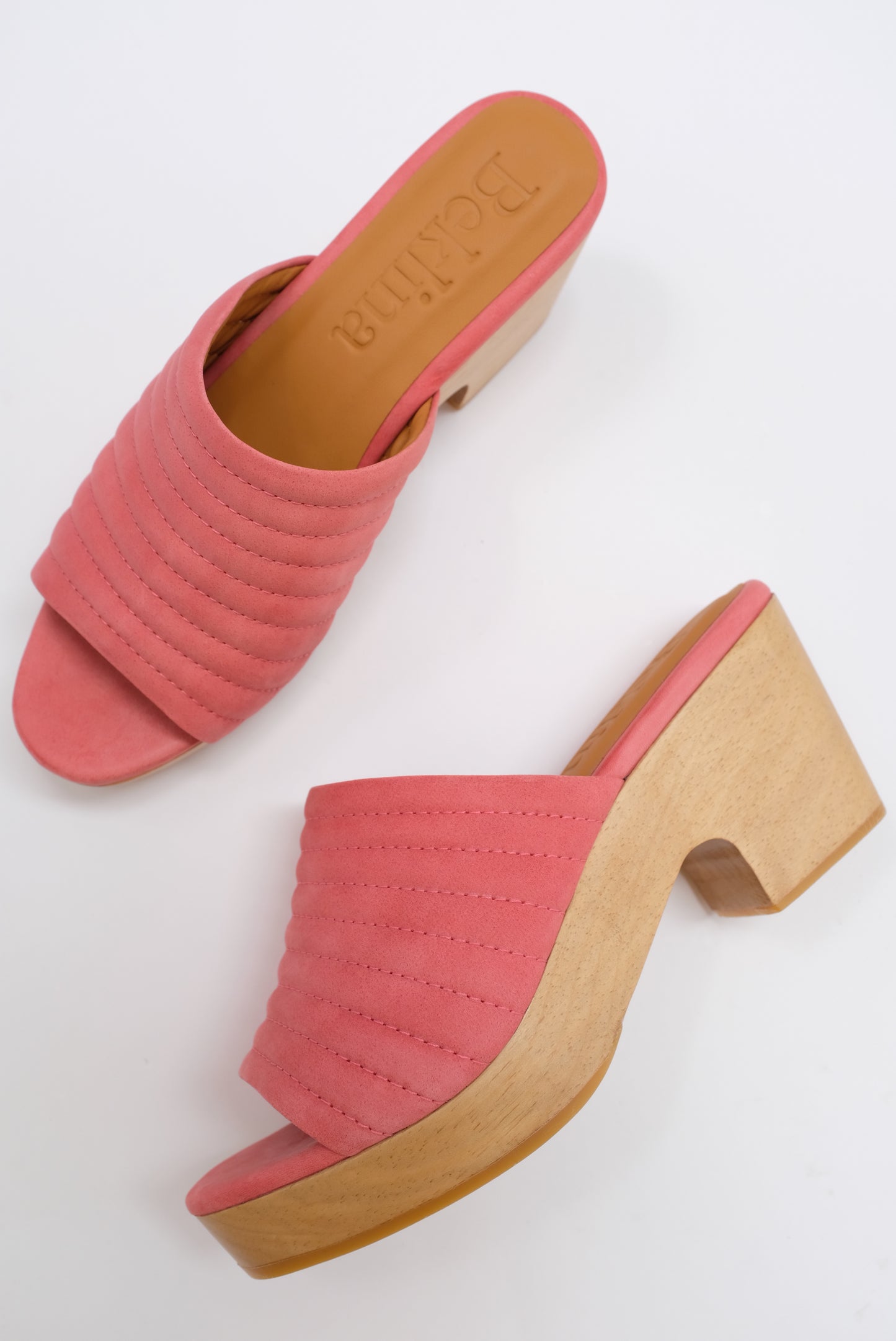 Beklina Ribbed Clog Open Toe Suede Roseate