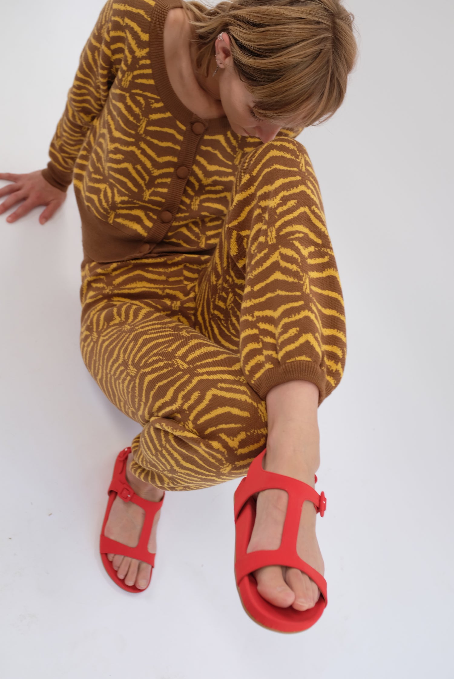 Beklina Jacquard Knit Pants Golden Tiger