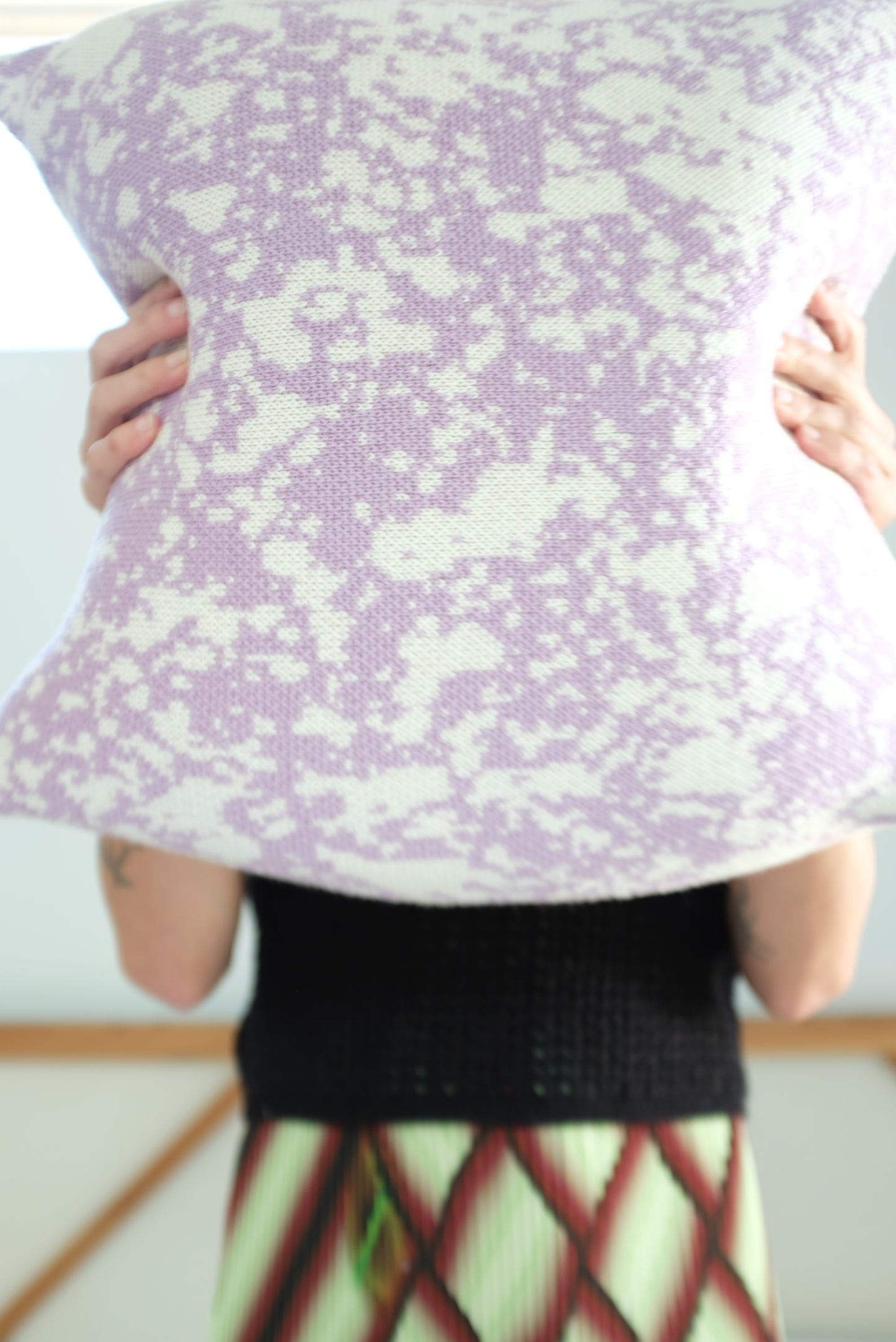Beklina Jacquard Knit Pillow Splatter Pastel/Natural