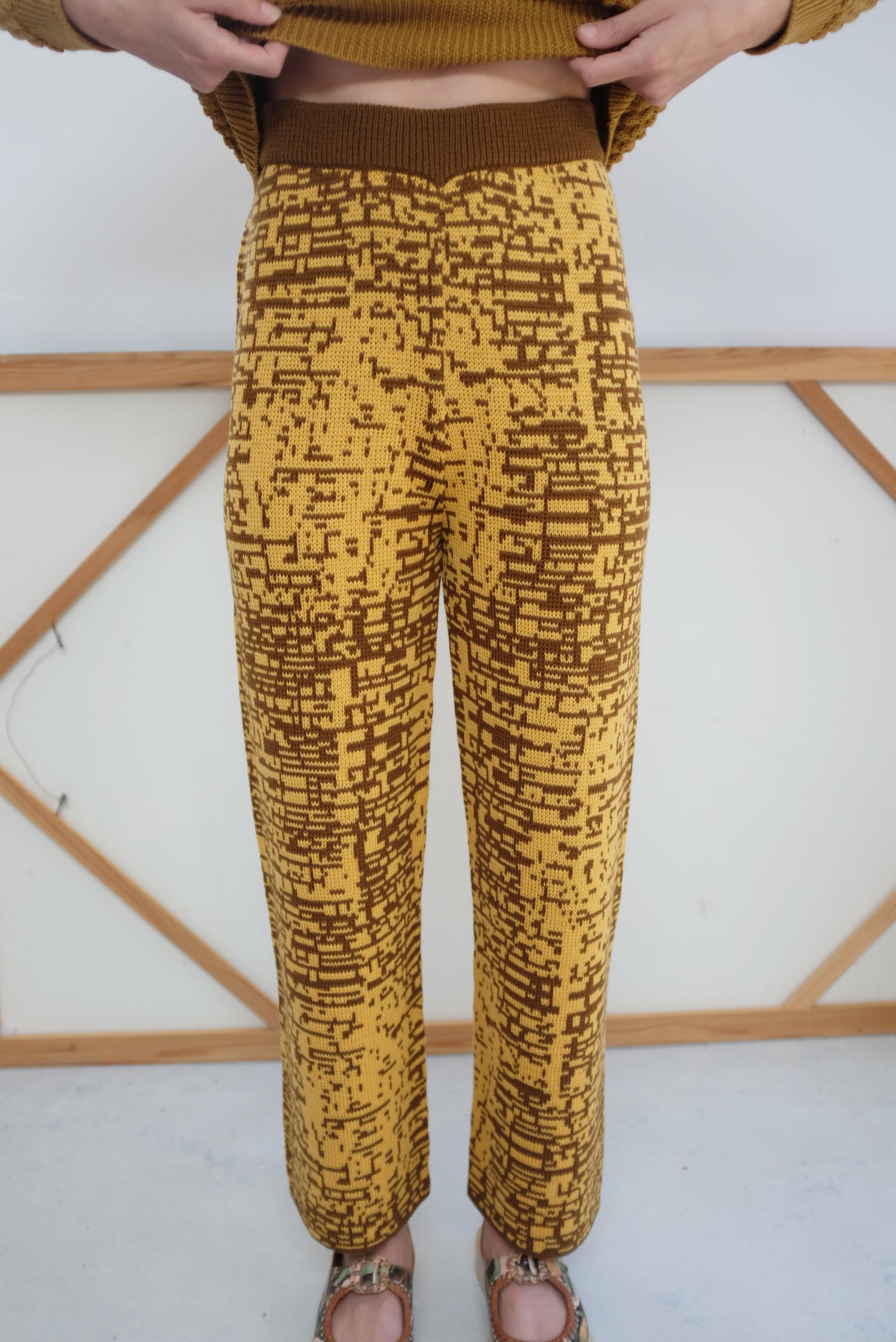 Beklina Merino Jacquard Knit Trouser Cocoa/Saffron