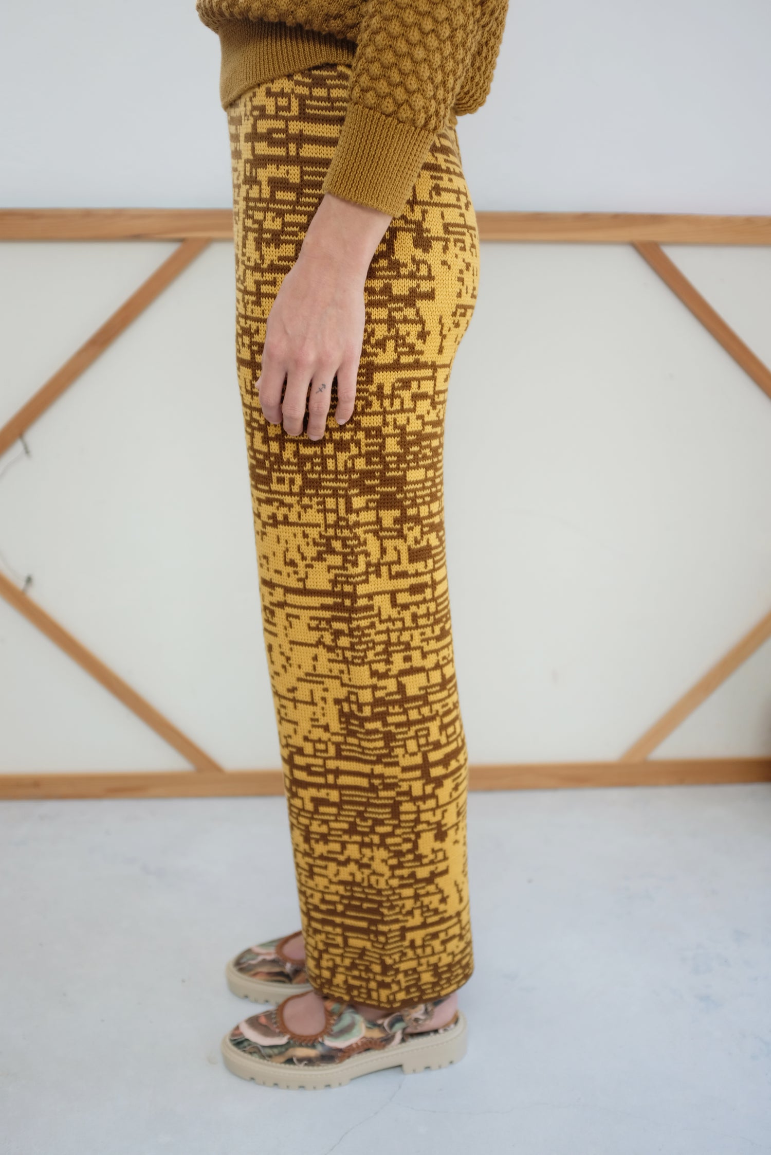 Beklina Merino Jacquard Knit Trouser Cocoa/Saffron