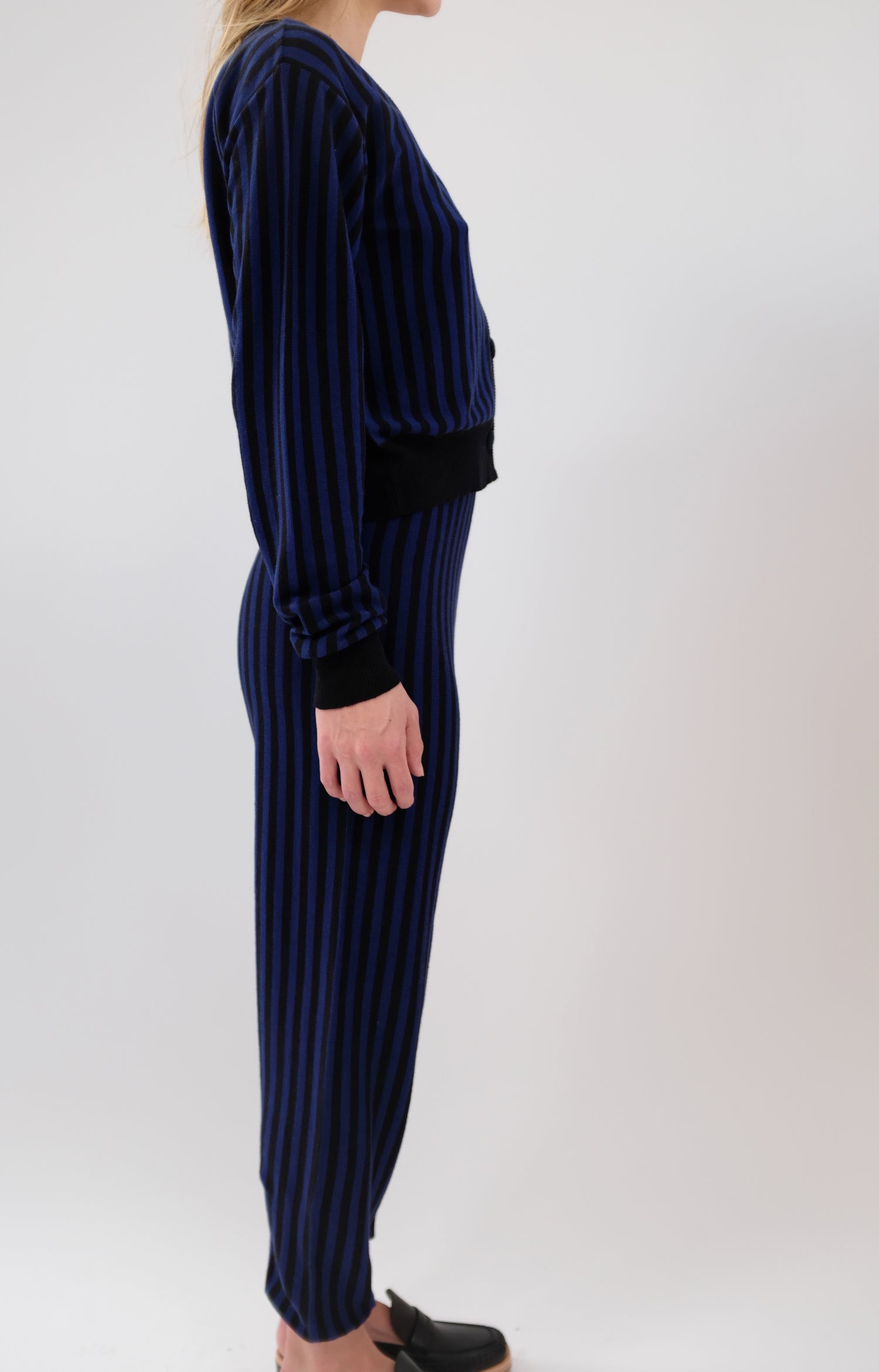 Beklina Cotton Knit Pants Striped Black/Medianoche