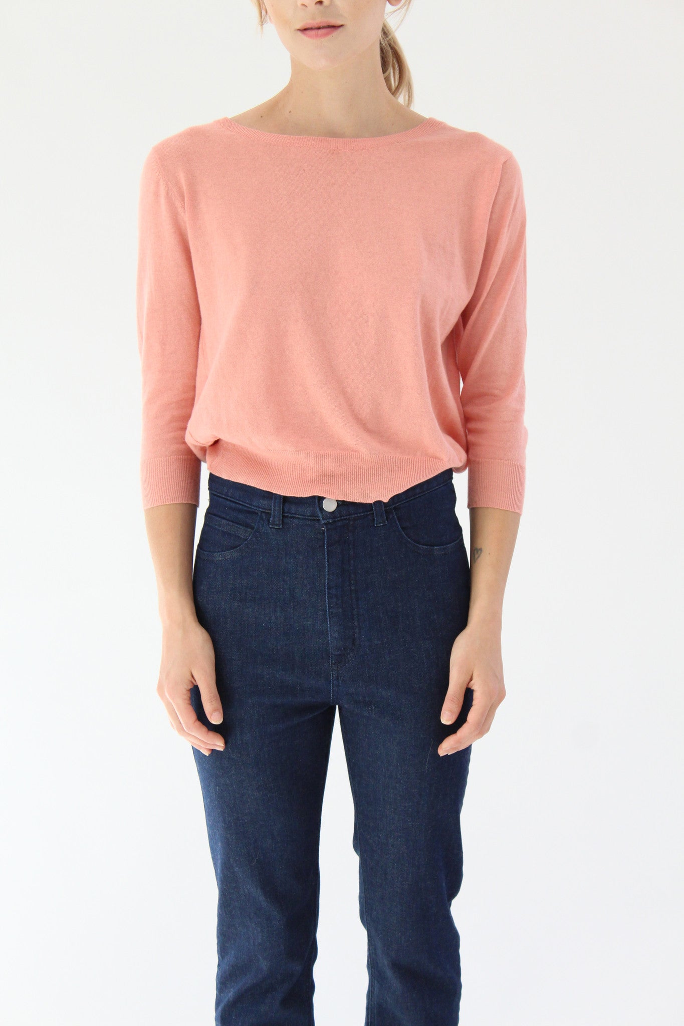 Beklina Cotton 3/4 Sleeve Knit Top Shrimp