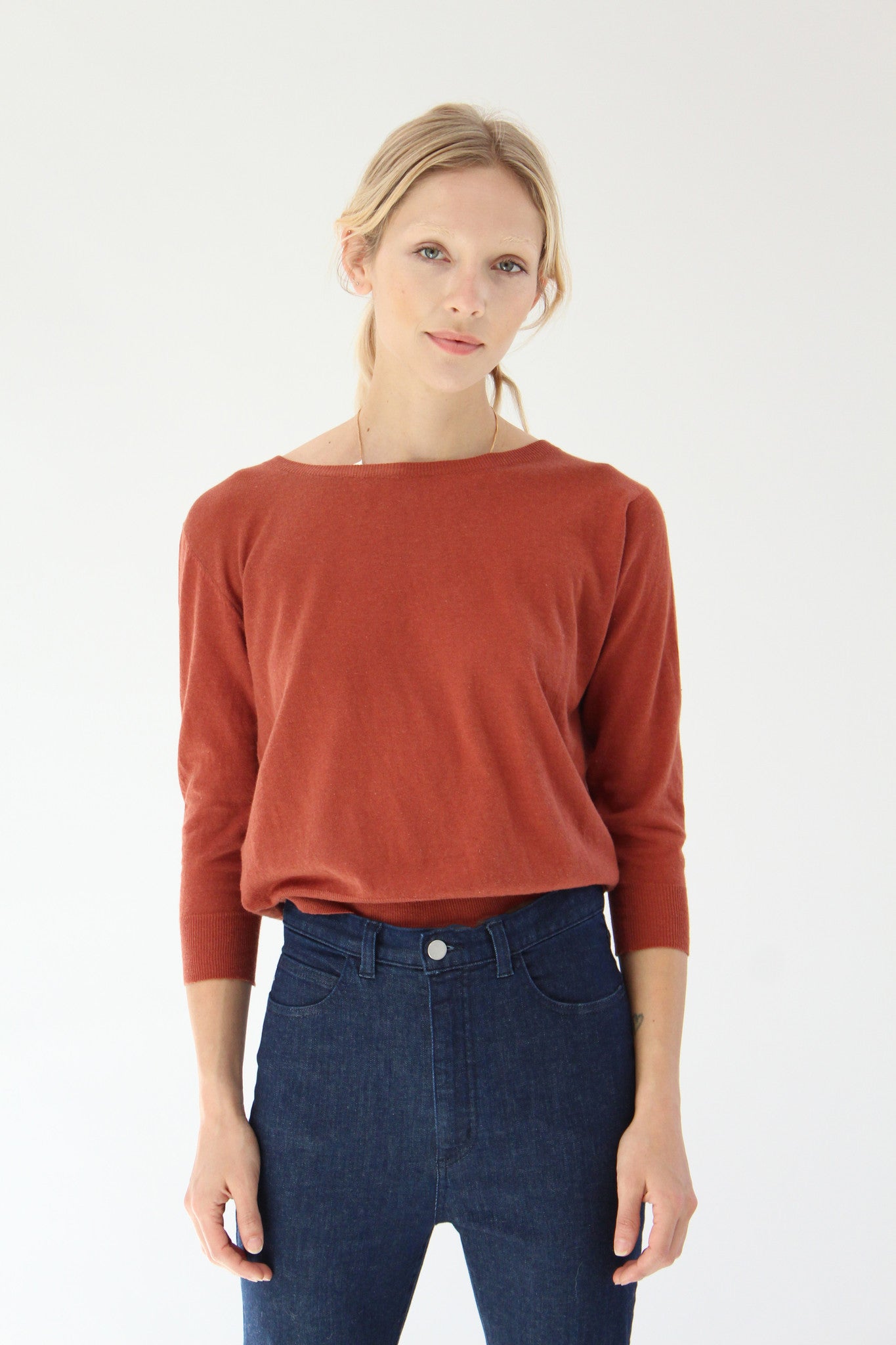 Beklina Cotton 3/4 Sleeve Knit Top Spice