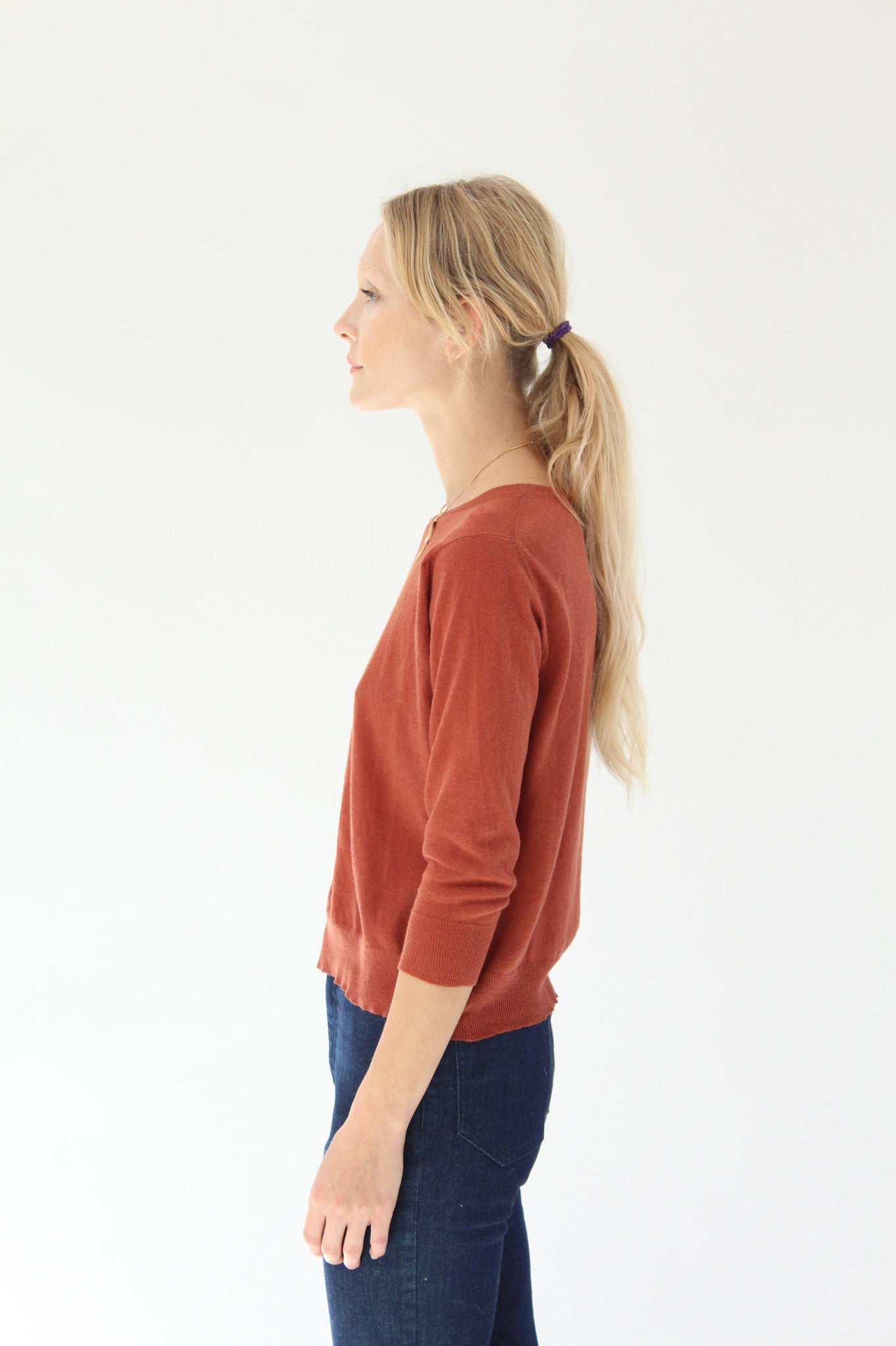Beklina Cotton 3/4 Sleeve Knit Top Spice