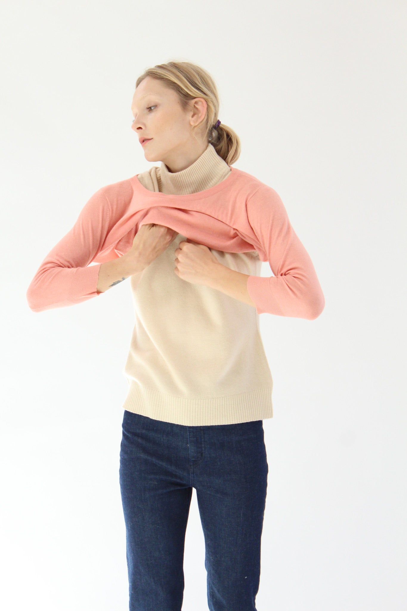 Beklina Cotton 3/4 Sleeve Knit Top Shrimp