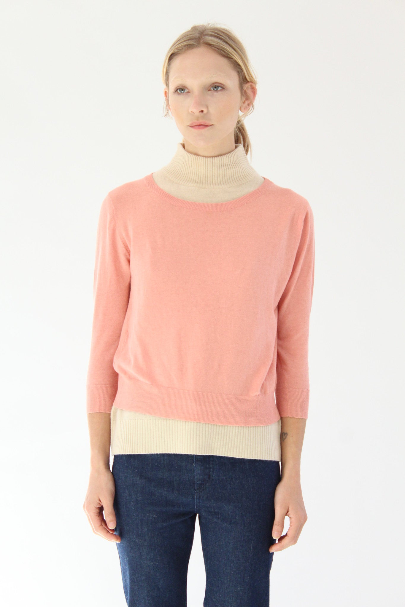 Beklina Cotton 3/4 Sleeve Knit Top Shrimp
