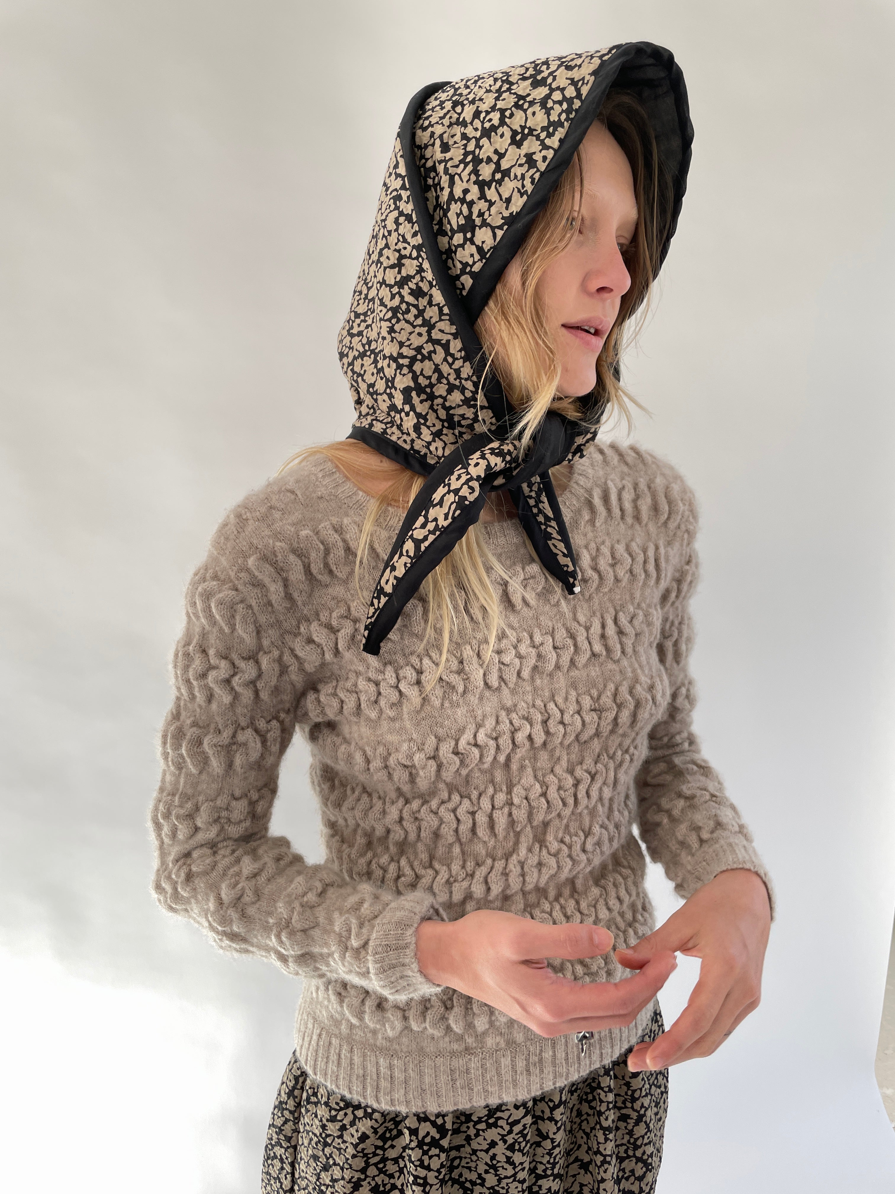 Beklina Quilted Bonnet Popcorn Black/Tan