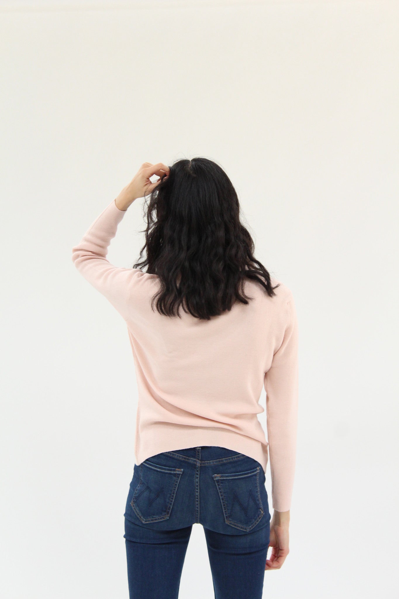 Beklina Ribbed Bar V-Neck Sweater Cloud