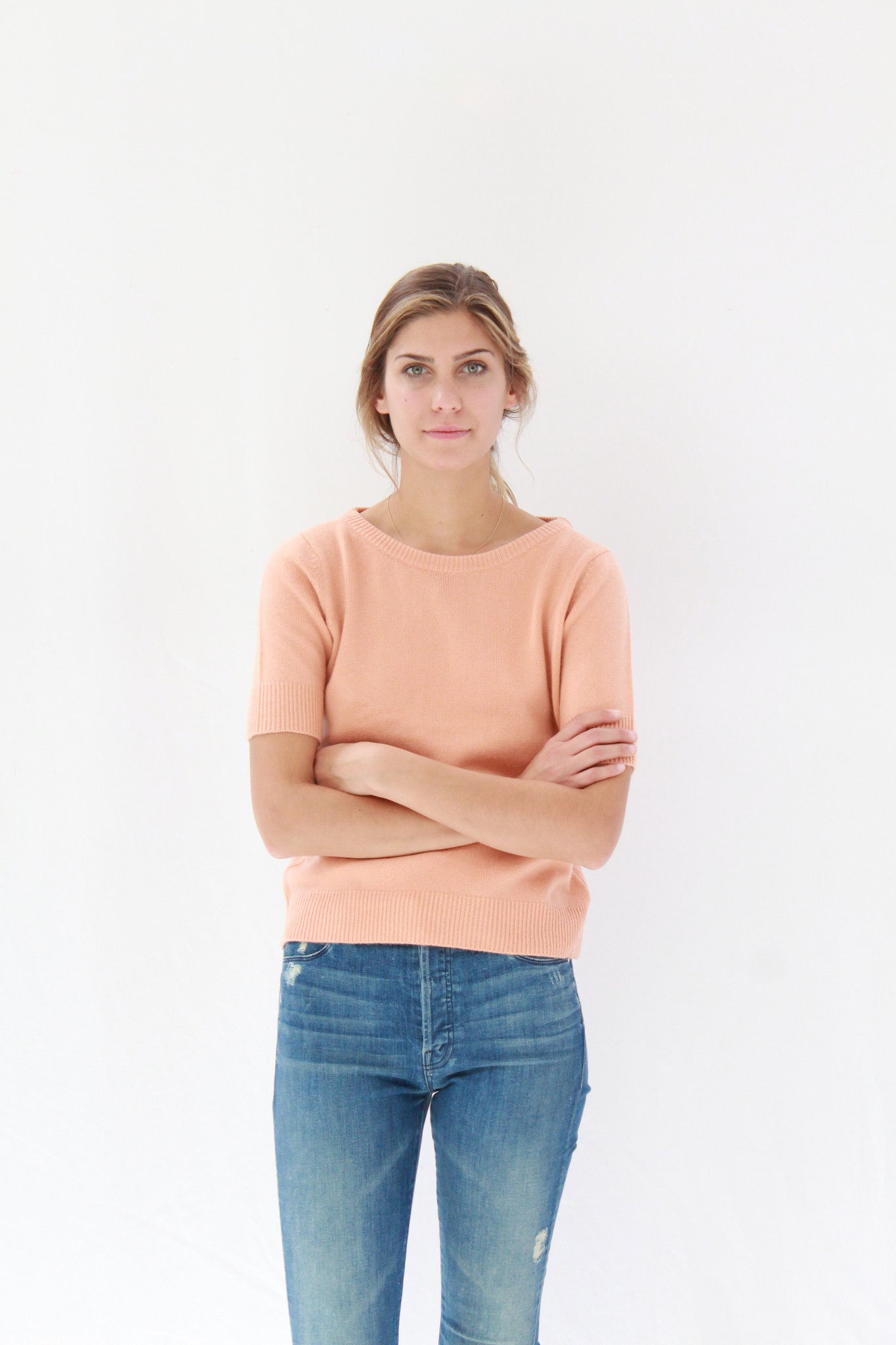 Lina Rennell Cashmere Top Peach