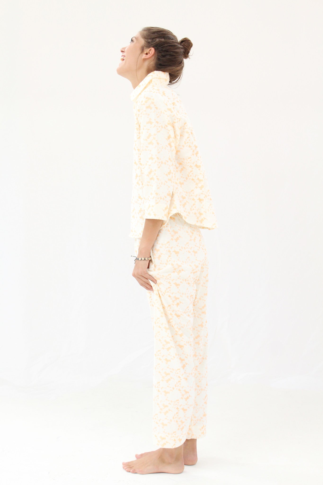 Lina Rennell Organic Cotton Flannel Pajama Set / Citrus Lace