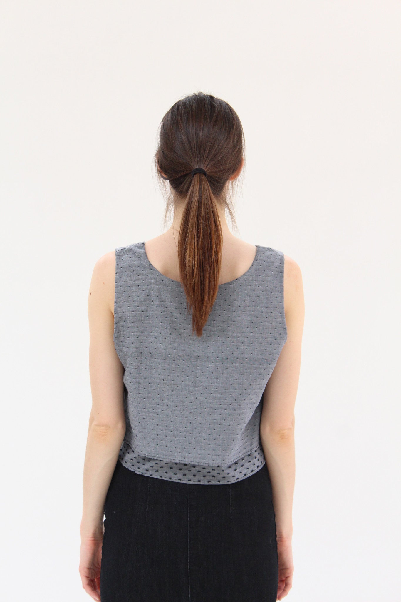Lina Rennell Crop Double Layer Tank Swiss Dot