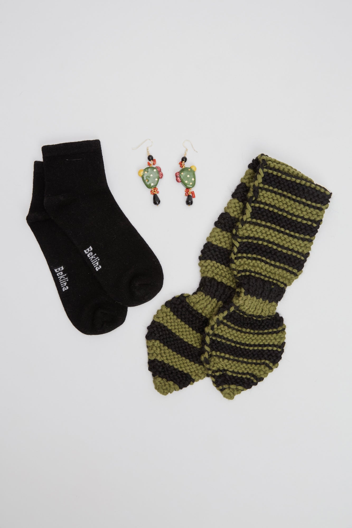 Beklina Gift Set Alpaca Neckie/Italian Earrings/Cashmere Socks