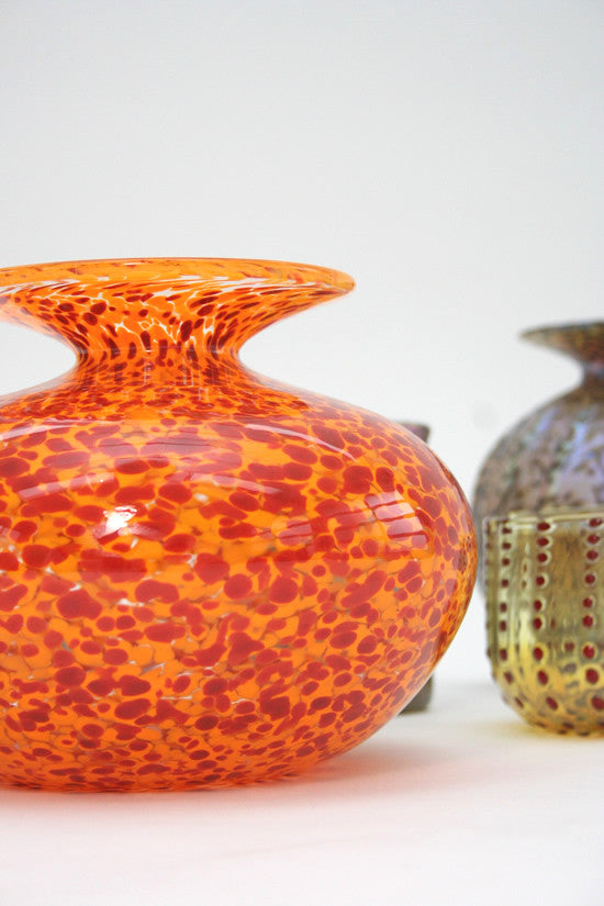 Beklina Handblown Orange Leopard Vase