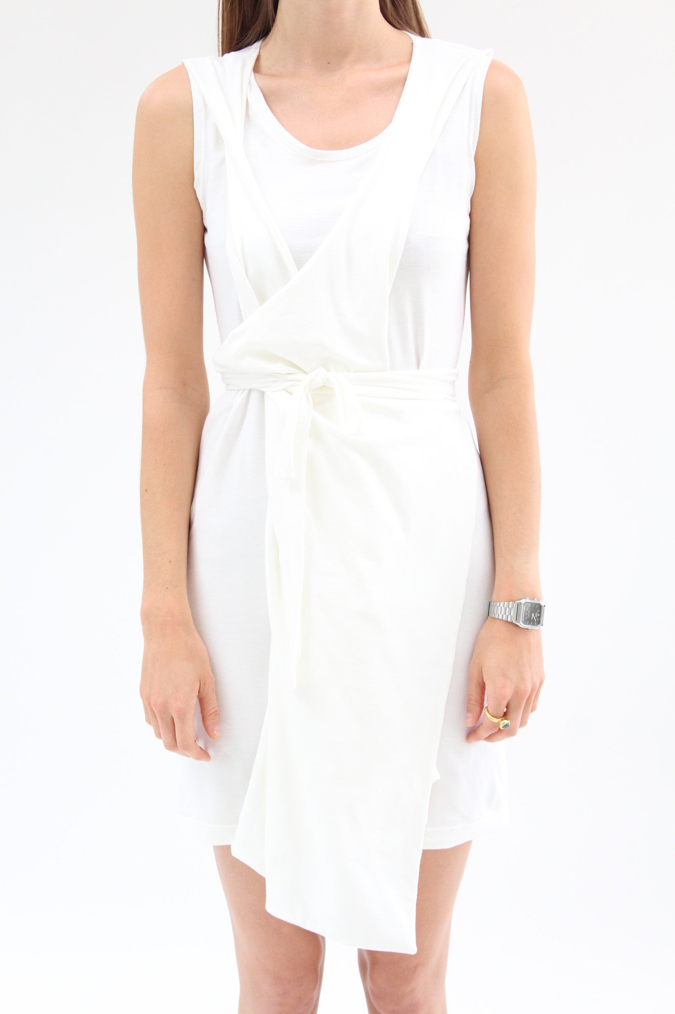Lina Rennell Criss Cross Jersey Wrap Dress White / Beklina