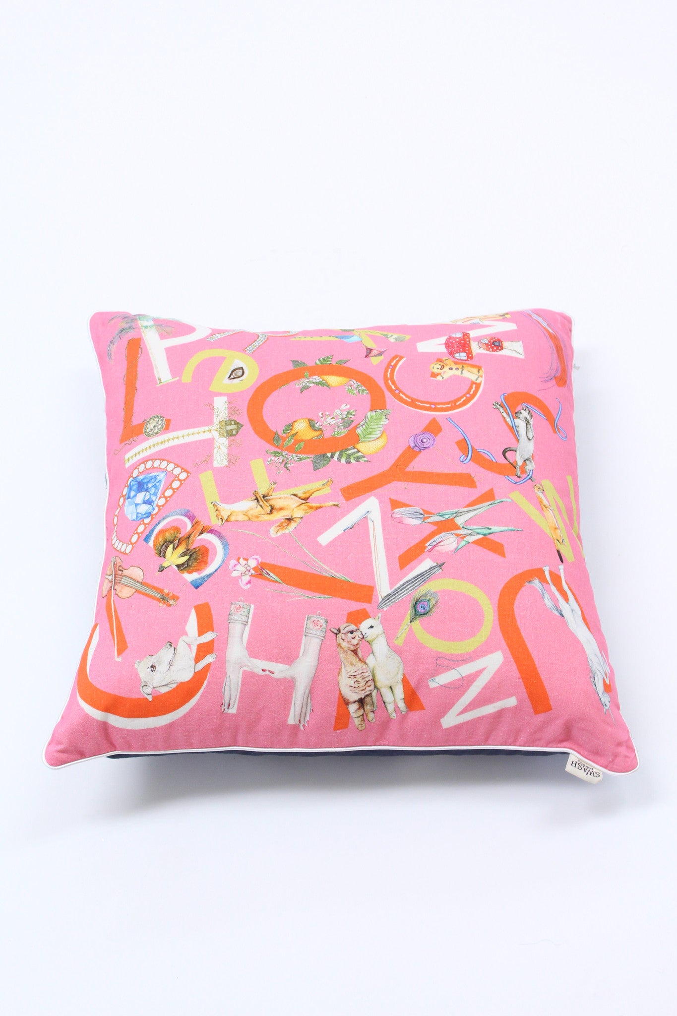 Swash Pillow ABC's Pink & Navy
