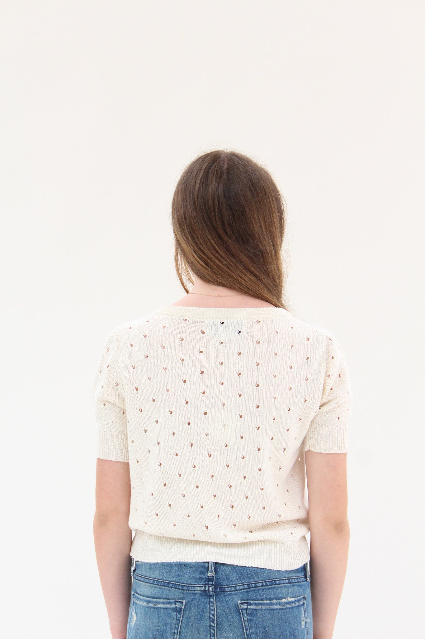 Lina Rennell Cotton Hole Top Ivory